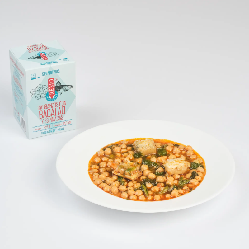 Grão-de-bico com bacalhau e espinafres 425 g