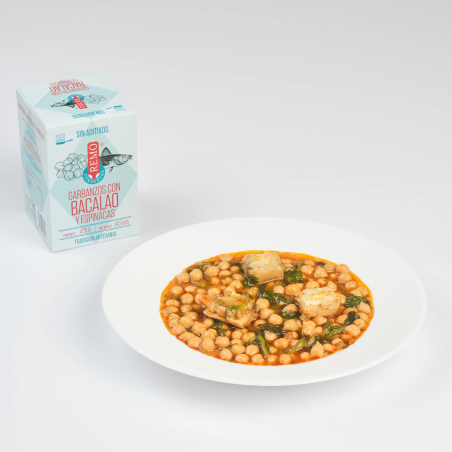 Grão-de-bico com bacalhau e espinafres 425 g